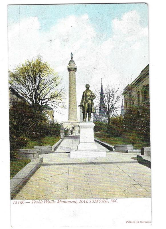 Teakle Wallis Monument Baltimore Maryland #12196 Printed in Germany