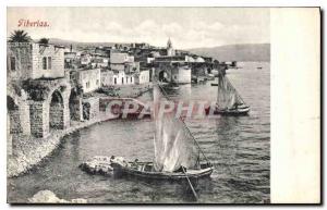  Vintage Postcard Tiberias Boats