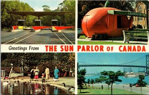 Postcard ON Greetings from Canada's Sun Parlor Essex County Multiview 1960s S106