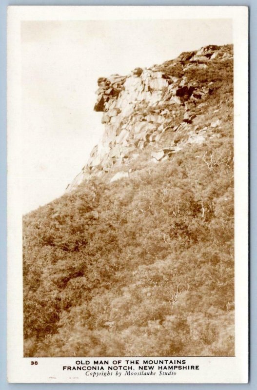 RPPC OLD MAN OF THE MOUNTAIN FRANCONIA NOTCH NEW HAMPSHIRE*MOOSILAUKE STUDIO 