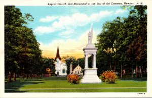 New Hampshire Newport Baptist Church and Monument At The End Of The Common Cu...