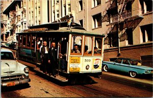 Vtg 1950s Famous San Francisco Cable Car California CA Unused Chrome Postcard