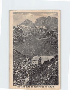 Postcard Freiburg hut on Lake Formarinsee and Mount Rotwand Austria