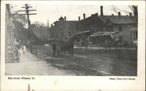 Windsor Vermont VT Main Street Horse and Carriages c1910 Vintage Postcard