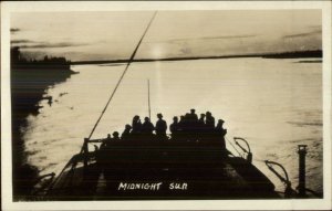 Alaska Midnight Sun People on Board Ship c1920s-30s Real Photo Postcard
