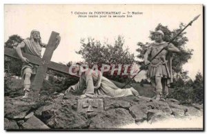 Old Postcard Calvary of Pontchateau 7 Station Jesus falls for the second time ls