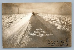 NORTH DAKOTA SNOWY PRAIRIE ANTIQUE REAL PHOTO POSTCARD RPPC