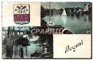 Old Postcard Sailboat on the Marne Nogent viaduct