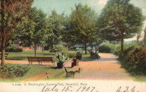 Vintage Postcard 1900's In Washington Square Park Haverhill MA Massachusetts