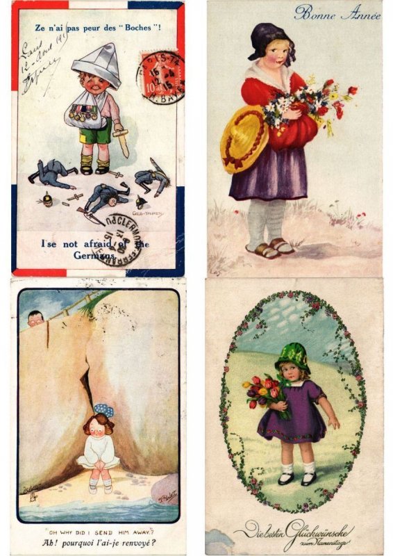 CHILDREN COMIC GREETINGS Mostly ARTIST SIGNED 2000 Vintage Postcards (L6149)