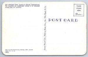 Princess Cafe, Estevan Saskatchewan Canada, Vintage Chrome Postcard