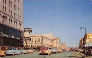 SALEM, OREGON Downtown Street Scene Cars Stevens Diamonds 1950s Vintage Postcard