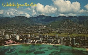 Vintage Postcard Waikiki From The Air Constant Building New Hotels Hawaii HI