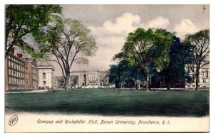 Antique Campus and Rockefeller Hall, Brown University, Providence, RI Postcard