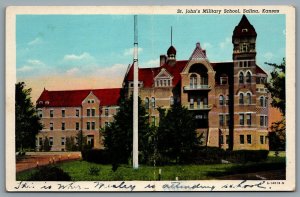 Postcard Salina KS c1910s St. John’s Military School Now Closed