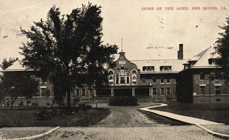 1910's Home Of Aged Nursing Home Building Des Moines Iowa IA Posted Postcard
