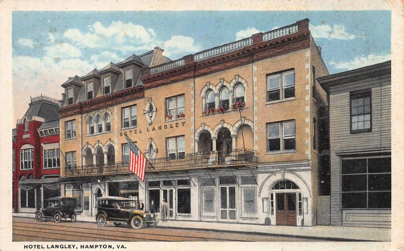 Hotel Langley, Hampton, Virginia, Early Postcard, Unused