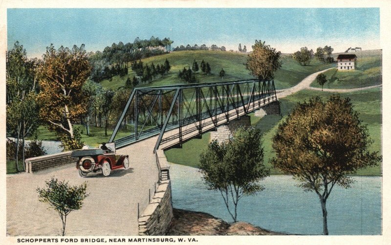 Vintage Postcard Schopperts Ford Bridge Martinsburg West Virginia Louis Kaufmann