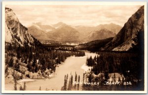 Bow Valley Banff Alberta Canada Mountain Pines River Real Photo RPPC Postcard