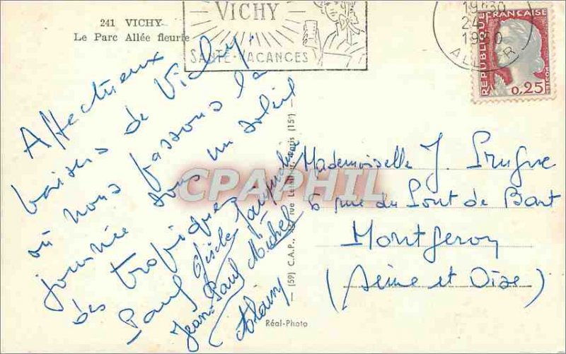 Postcard Moderne Vichy Park Allee Fleurie