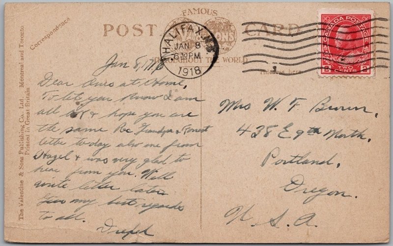 1918 Halifax N.S. West View from Grain Elevator Postcard H81 as is (tear)