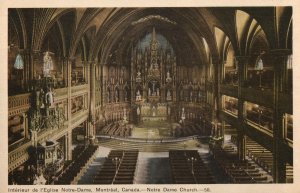 VINTAGE POSTCARD INTERIOR OF THE NOTRE' DAME CATHEDRAL AT MONTREAL QUEBEC CANADA