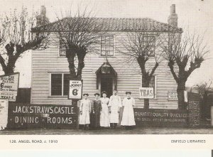 Jackstraws castle dining rooms Modern English repro of an old postcard