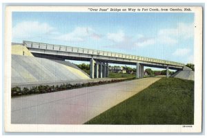 1944 Over Pass Bridge On Way To Fort Crook From Omaha Nebraska NE Postcard