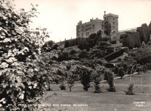 Vintage Postcard Real Photo Powis Castle From Rose Garden Welshpool Wales RPPC