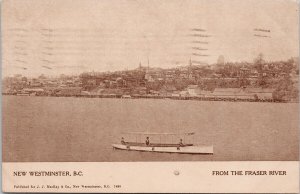 New Westminster BC from Fraser River Boat Canada c1908 Warwick Postcard H61