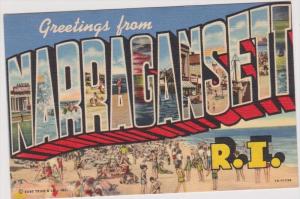 LP27  LARGE letter, Narragansett, Rhode Island, RI, postcard