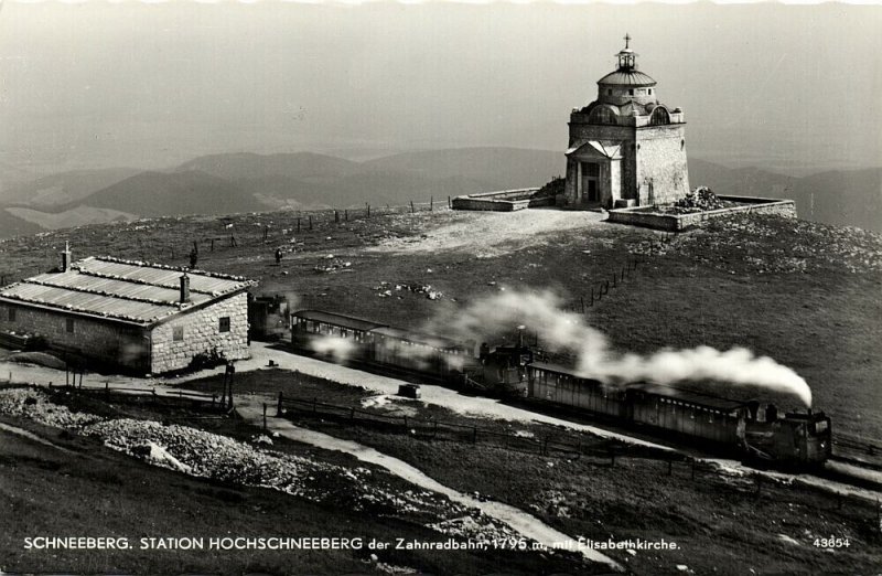 austria, Zahnradbahn Schneeberg Station, Rack Railway Train, RPPC Postcard