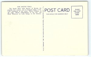 1934 FORT TICONDEROGA NEW YORK NY THE SOUTH WALL CANNONS POSTCARD P2603