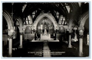 1942 Interior St. Paul's Shrine Sacramento Cleveland Ohio OH RPPC Photo Postcard