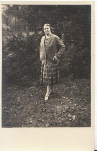 Ancestors Postcard - Real Photo -  Lady Posing In The Garden - TZ12254