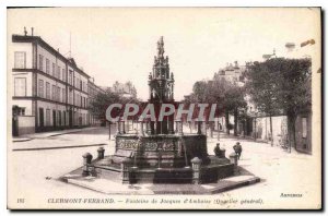 Old Postcard Clermont Ferrand Jacques d'Amboise Fountain