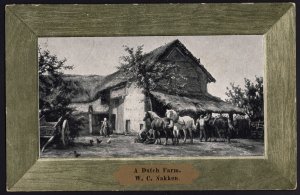 New York A Dutch Farm, W.C. Nakken postmark at MADRID 1908 Horses Barn ~ DB