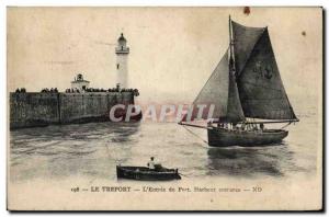 Old Postcard Lighthouse Treport L & # 39entree harbor boat