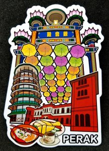 [AG] P281 Malaysia Perak Tourism Tower Food Temple (postcard) *odd shape *New