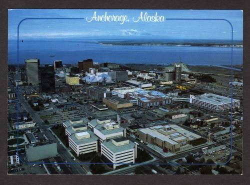 AK Aerial View Cook Inlet ANCHORAGE ALASKA Postcard Carte Postale