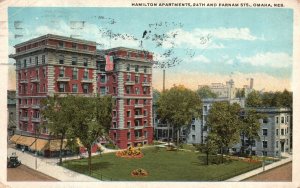 Vintage Postcard 1921 Hamilton Apartments 24Th And Farnam Street Omaha Nebraska