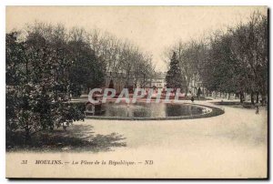 Old Postcard Moulins Place de la Republique