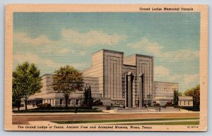 Waco Texas~Grand Lodge Memorial Temple Street View~Colortone~PM 1951~Linen PC