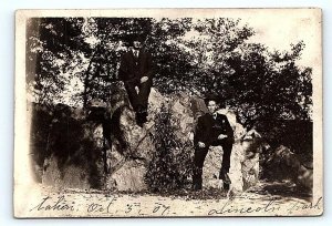 RPPC CHICAGO, IL Illinois ~ Young Men Posing at LINCOLN PARK 1907 Postcard