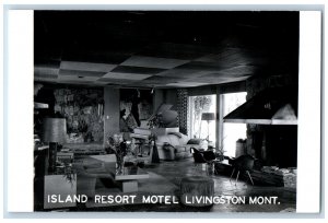 Livingston Montana MT Postcard Island Resort Motel 1959 Vintage RPPC Photo