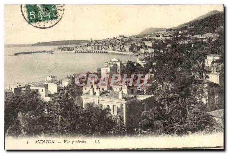 Old Postcard Menton Vue Generale