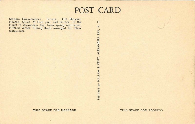 Alexandria Bay 1000 Islands New York 1940s Postcard Swan's Cabins