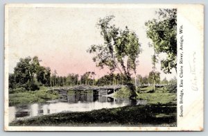 Antigo Wisconsin~Rustic Wood South Bridge~Pony Thru Truss~Eau Claire River~1912