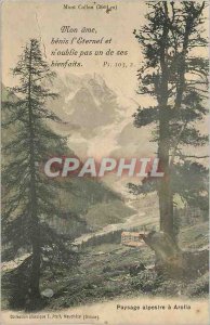 Old Postcard Landscape Alpine has Arolla Mont Collon (3644 m)