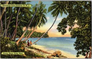 Greetings from Jamaica, Scene Near Ocho Rios c1951 Vintage Postcard N20